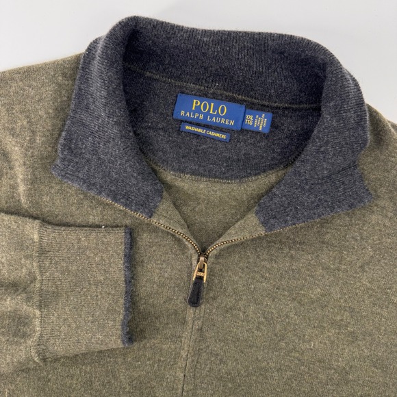 Polo Ralph Lauren Other - Polo Ralph Lauren Sweater Mens XXL Olive Green Washable Cashmere Quarter Zip